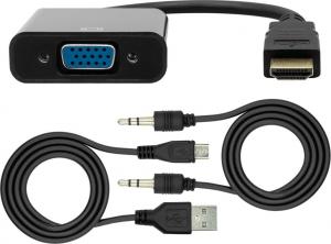 Adapter AV ProXtend HDMI - D-Sub (VGA) + Jack 3.5mm czarny (HDMI-VGAA-0002) 3