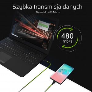 Kabel USB Green Cell USB-A - Lightning 1.2 m Czarny (KABGCSET05) 3