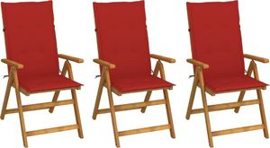vidaXL VidaXL Składane krzesła ogrodowe z poduszkami, 3 szt., drewno akacjowe 1