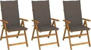 vidaXL VidaXL Składane krzesła ogrodowe z poduszkami 3 szt., drewno akacjowe 1