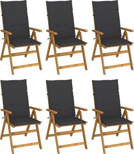 vidaXL Składane krzesła ogrodowe z poduszkami 6 szt. drewno akacjowe (3064119) 1
