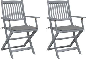 vidaXL Składane krzesła ogrodowe, 2 szt., poduszki, drewno akacjowe 1