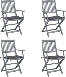 vidaXL VidaXL Składane krzesła ogrodowe, 4 szt., poduszki, drewno akacjowe 1