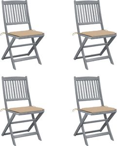 vidaXL Składane krzesła ogrodowe 4 szt. poduszki drewno akacjowe 1