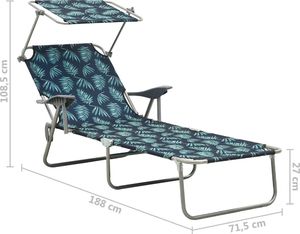 vidaXL VidaXL Leżak z zadaszeniem, stal, nadruk w liście 8