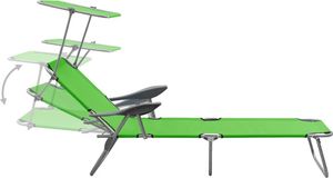 vidaXL VidaXL Leżak z daszkiem, stalowy, zielony 3