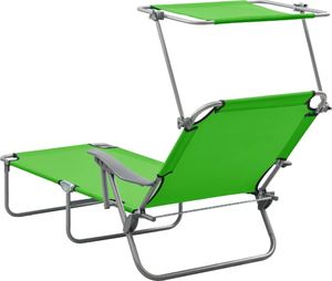 vidaXL VidaXL Leżak z daszkiem, stalowy, zielony 4