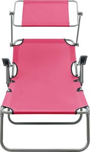 vidaXL VidaXL Leżak z daszkiem, stal, różowy 2