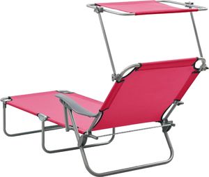 vidaXL VidaXL Leżak z daszkiem, stal, różowy 3