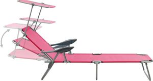 vidaXL VidaXL Leżak z daszkiem, stal, różowy 4