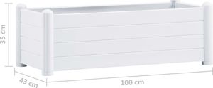 vidaXL VidaXL Podwyższona donica, PP, biała, 100x43x35 cm 6
