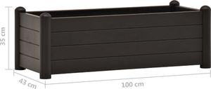 vidaXL VidaXL Podwyższona donica, PP, antracytowa, 100x43x35 cm 6