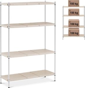 Royal Catering Regał metalowy warsztatowy 4 półki druciane z nakładkami do 600 kg 120x45x180 cm 1