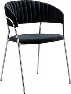 King Home Krzesło MARGO SILVER czarne - welur, podstawa chromowana 1