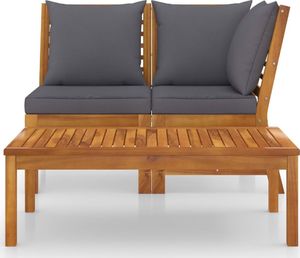 vidaXL VidaXL 3-cz. zestawy wypoczynkowy do ogrodu z ciemnoszarą poduszką 2