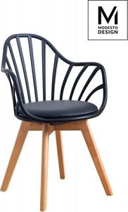 Modesto Design MODESTO fotel ALBERT ARM czarny - polipropylen, ekoskóra, drewno bukowe 1