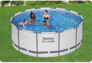 Bestway Basen stelażowy, okrągły, Steel Pro Max, 366x100cm, jasnoszary + akcesoria (56420) 3