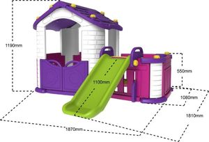 Joko Domek ogrodowy ze zjeżdżalnią i ogródkiem 3w1 dla dzieci fioletowy 2