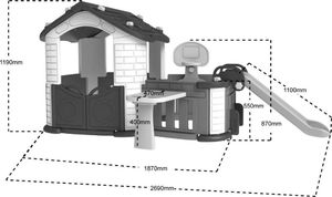 Joko Domek ogrodowy ze zjeżdżalnią, koszykówką oraz ogródkiem ze stolikiem 5w1 dla dzieci 2