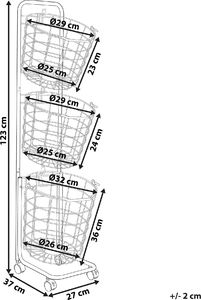 Beliani Stojak z 3 koszami na kółkach metalowy biały AYAPAL 6