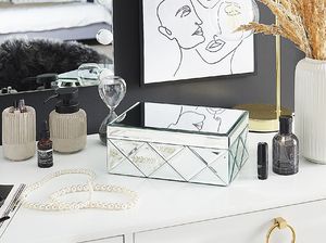 Beliani Szkatułka na biżuterię lustrzana srebrna GORRON 2