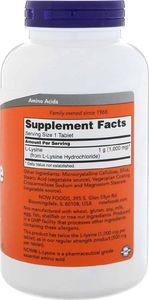 NOW Foods NOW Foods - L-Lizyna, 1000mg, 250 tabletek 2