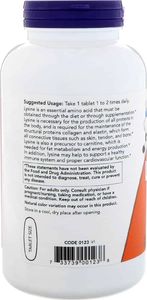 NOW Foods NOW Foods - L-Lizyna, 1000mg, 250 tabletek 3