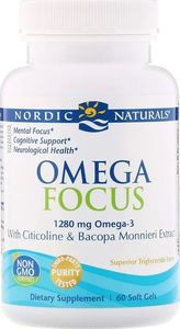 Nordic naturals Nordic Naturals - Omega Focus + Cytykolina & Wyciąg z Bacopa Monnieri, 1280mg, 60 miękkich kapsułek 1
