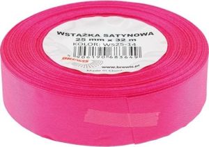 BREWIS Wstążka satynowa BREWIS 25mm/32mm kolor 14 różowy fluo Brewis 1