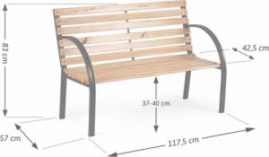 Sofotel Ławka parkowa z oparciem 117,5 x 83 x 57 cm Luca 9
