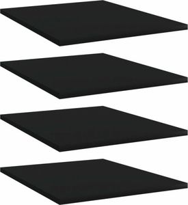 vidaXL Półki na książki, 4 szt., czarne, 40x50x1,5 cm, płyta wiórowa 1