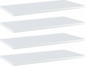 vidaXL Półki na książki, 4 szt., wysoki połysk, białe, 60x30x1,5 cm 1