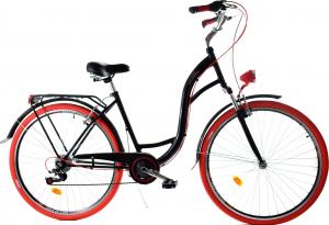 Dallas Bike Rower miejski 28'' 7-biegowy czarny z czerwonym SPD LUX 1