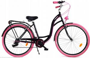 Dallas Bike Rower miejski 26'' 7-biegowy czarny z różem SPD 1