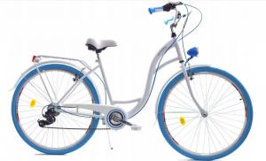 Dallas Bike Rower miejski 28'' 7-biegowy biały z niebieskim SPD 1