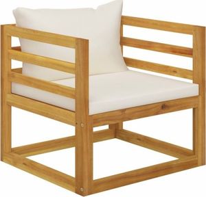 vidaXL Fotel ogrodowy z kremowymi poduszkami, lite drewno akacjowe 1