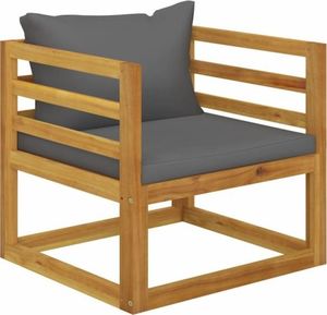 vidaXL Krzesło ogrodowe z ciemnoszarymi poduszkami, drewno akacjowe 1