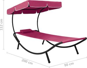 vidaXL Leżak ogrodowy z baldachimem i poduszką, różowy (313536) 7