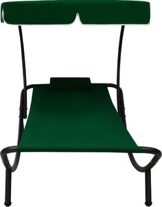 vidaXL Leżak ogrodowy z baldachimem i poduszką, zielony (313534) 2