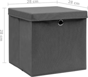 vidaXL Pudełka z pokrywami, 4 szt., 28x28x28 cm, szare 6