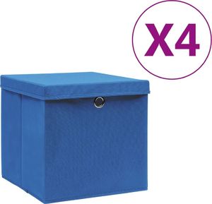 vidaXL Pudełka z pokrywami, 4 szt., 28x28x28 cm, niebieskie 1