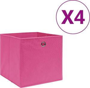 vidaXL Pudełka z włókniny, 4 szt., 28x28x28 cm, różowe 1
