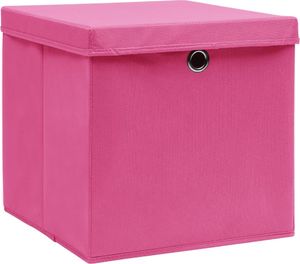 vidaXL Pudełka z pokrywami, 4 szt., 28x28x28 cm, różowe 3