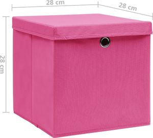 vidaXL Pudełka z pokrywami, 4 szt., 28x28x28 cm, różowe 6