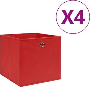 vidaXL Pudełka z włókniny, 4 szt., 28x28x28 cm, czerwone 1