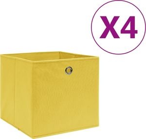 vidaXL Pudełka z włókniny, 4 szt., 28x28x28 cm, żółte 1