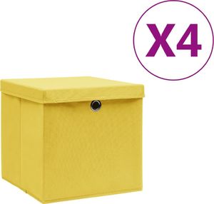 vidaXL Pudełka z pokrywami, 4 szt., 28x28x28 cm, żółte 1
