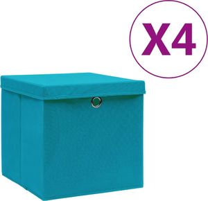 vidaXL Pudełka z pokrywami, 4 szt., 28x28x28 cm, błękitne 1