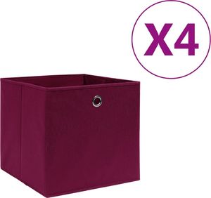 vidaXL Pudełka z włókniny, 4 szt., 28x28x28 cm, ciemnoczerwone 1