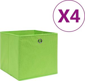 vidaXL Pudełka z włókniny, 4 szt., 28x28x28 cm, zielone 1